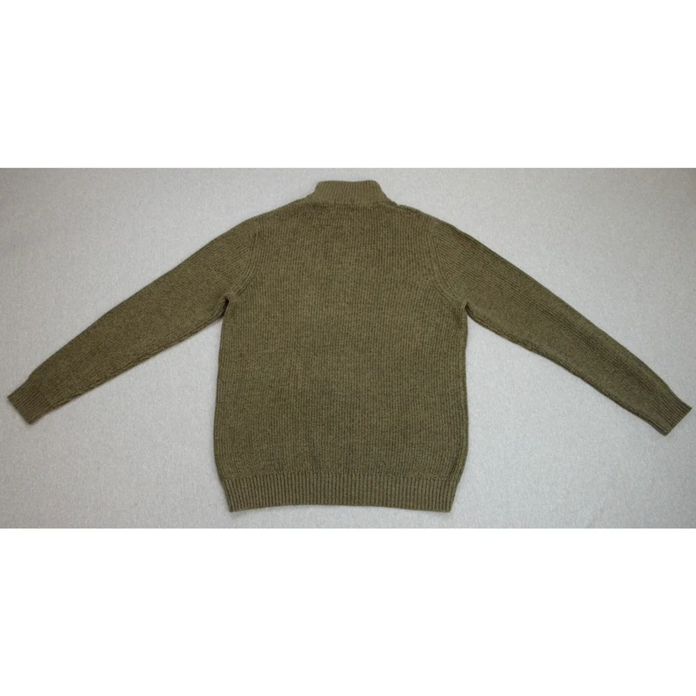 GH Bass Sweater Mens Size L Brown Long Sleeve Cotton Blend 1/4 Button Mock Neck